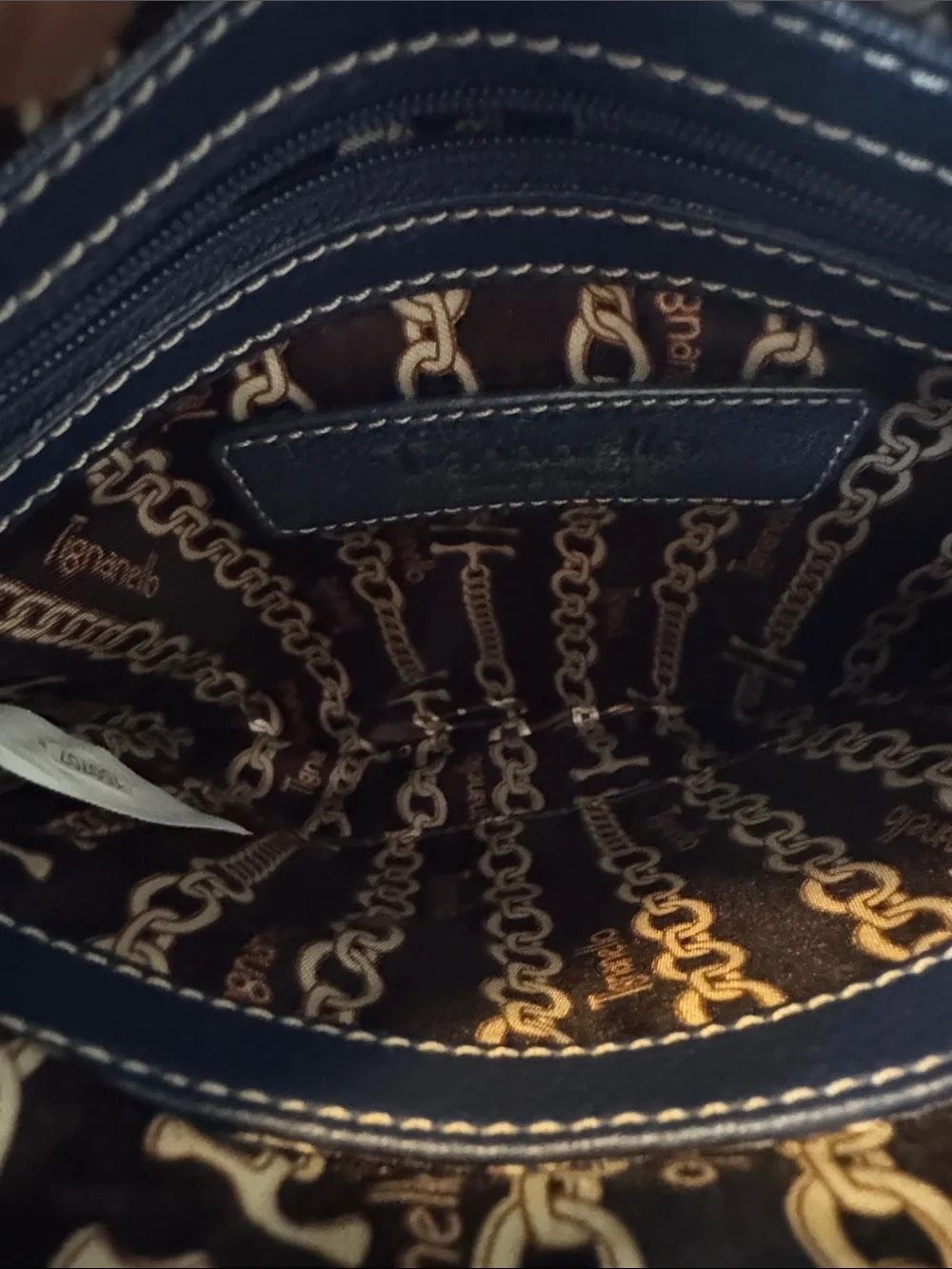 Tignanello Leather Navy Blue Crossbody Bag with Silver Accent - Picture 8 of 10